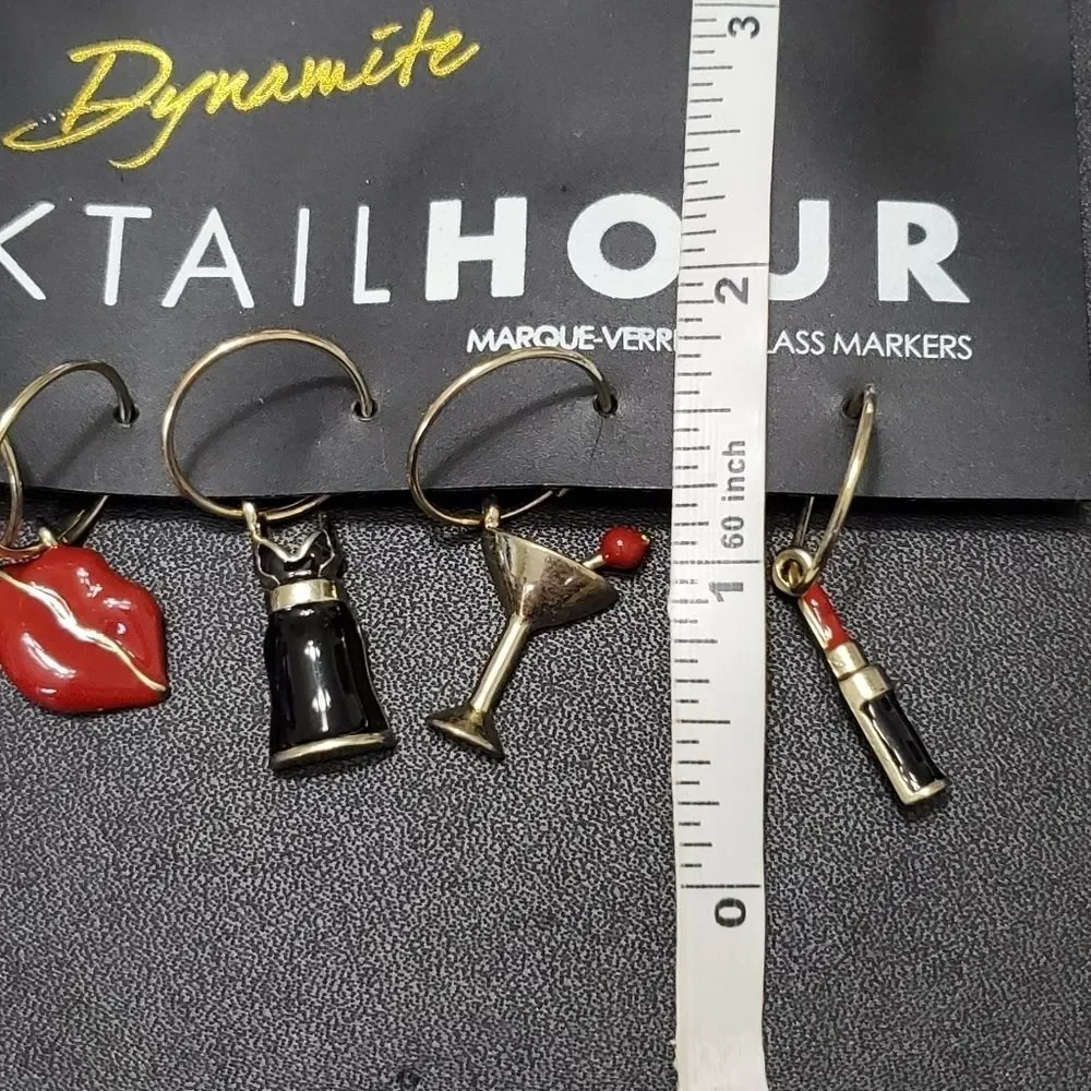 Gold tone wine gl@ss charms